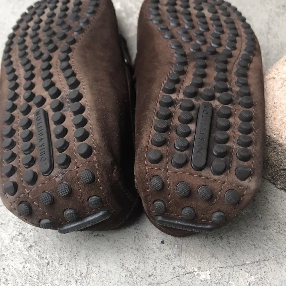 Louis Vuitton suede slip ons